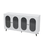 Credenza moderna minimalista in legno con 4 ante in acrilico e ripiani regolabili