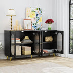 Credenza moderna minimalista in legno con 4 ante in acrilico e ripiani regolabili