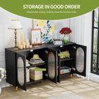 Credenza moderna minimalista in legno con 4 ante in acrilico e ripiani regolabili