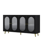 Credenza moderna minimalista in legno con 4 ante in acrilico e ripiani regolabili