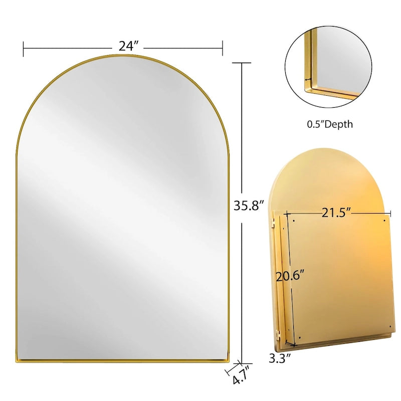 Mobiletto specchio ad arco da incasso 24x36 pollici