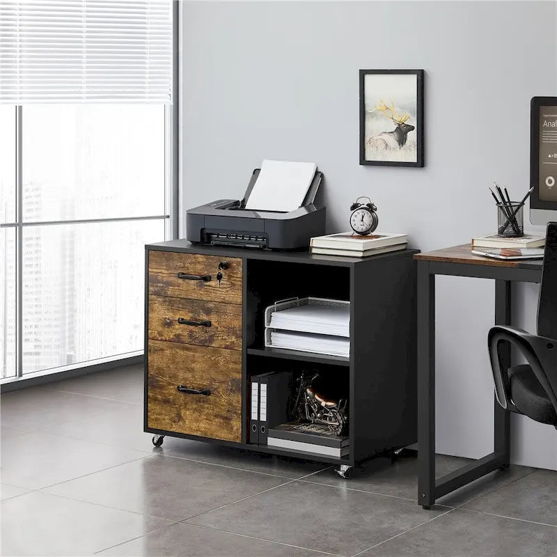 Classificatore Mobile con 3 Cassetti e 2 Ripiani - Stile Vintage