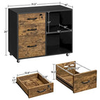 Classificatore Mobile con 3 Cassetti e 2 Ripiani - Stile Vintage