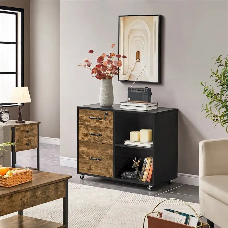 Classificatore Mobile con 3 Cassetti e 2 Ripiani - Stile Vintage