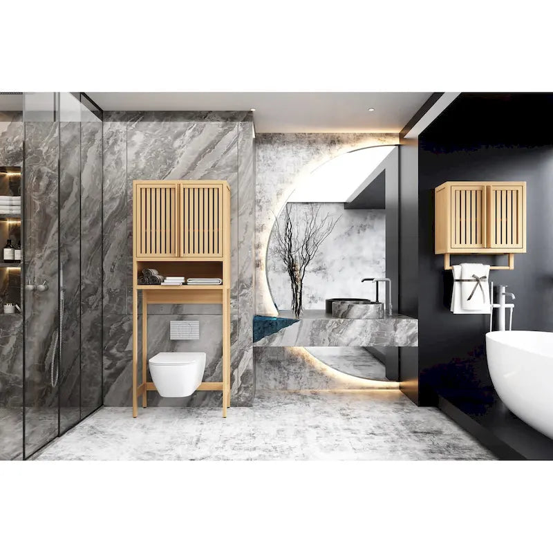 Scaffale portaoggetti per WC, bagno indipendente, lavanderia, salvaspazio, colore naturale
