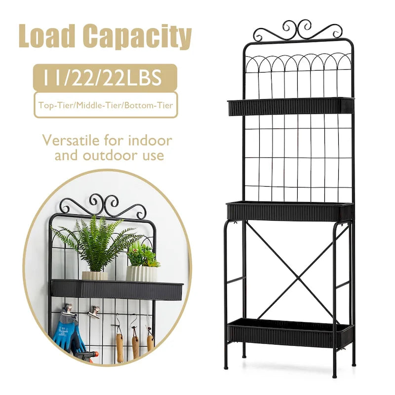 Scaffale Portavasi e Ripostiglio a 3 Ripiani in Metallo da 173 cm - Interno/Esterno