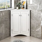 Mobiletto angolare bianco da bagno con ripiani regolabili, armadietto da pavimento indipendente per cucina di casa