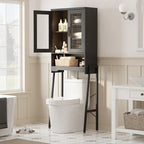 Mobiletto da bagno salvaspazio con ante in vetro temperato - 9.4P x 23.6L x 66.5A