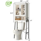 Mobiletto da bagno salvaspazio con ante in vetro temperato - 9.4P x 23.6L x 66.5A