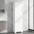 Mobile bagno alto 68 cm in legno bianco a 1 anta con cassetti e ripiano regolabile