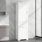 Mobile bagno alto 68 cm in legno bianco a 1 anta con cassetti e ripiano regolabile