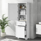 Mobile bagno alto 68 cm in legno bianco a 1 anta con cassetti e ripiano regolabile