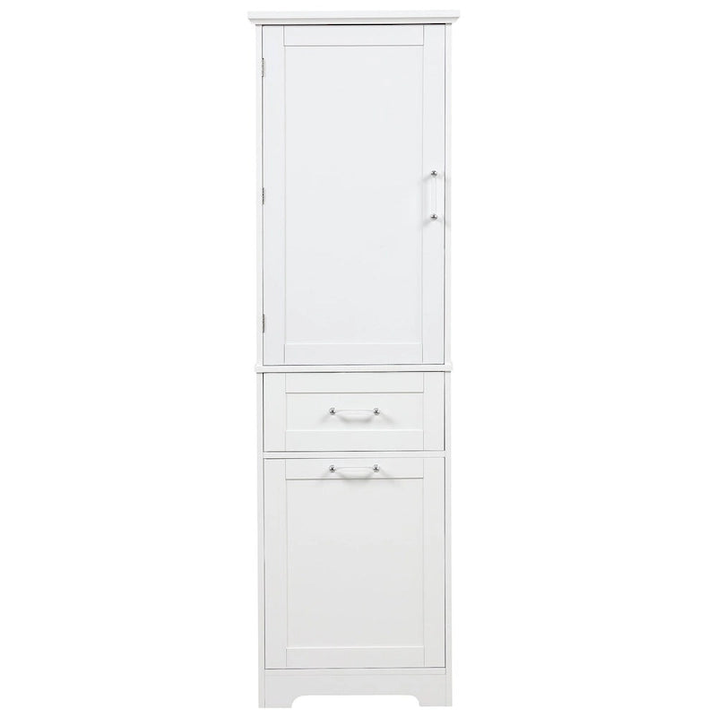 Mobile bagno alto 68 cm in legno bianco a 1 anta con cassetti e ripiano regolabile