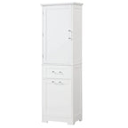Mobile bagno alto 68 cm in legno bianco a 1 anta con cassetti e ripiano regolabile