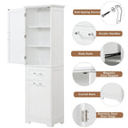 Mobile bagno alto 68 cm in legno bianco a 1 anta con cassetti e ripiano regolabile