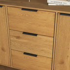 Madia Buffet, Mobile Bar Caffè, Mobiletto da 120 cm con 3 Cassetti e 2 Ante, Credenza da Cucina Naturale