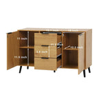 Madia Buffet, Mobile Bar Caffè, Mobiletto da 120 cm con 3 Cassetti e 2 Ante, Credenza da Cucina Naturale