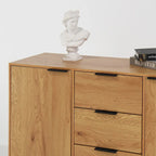 Madia Buffet, Mobile Bar Caffè, Mobiletto da 120 cm con 3 Cassetti e 2 Ante, Credenza da Cucina Naturale